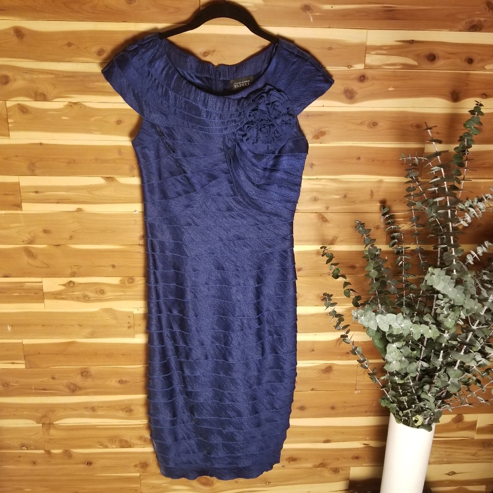 Blue Adrianna Papell Ruffle Dress